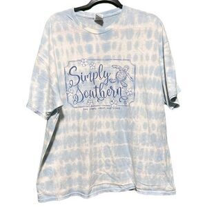 NWT Simply Southern Turtle Short Sleeve Tshirt Blue Tie‎ Dye XXL